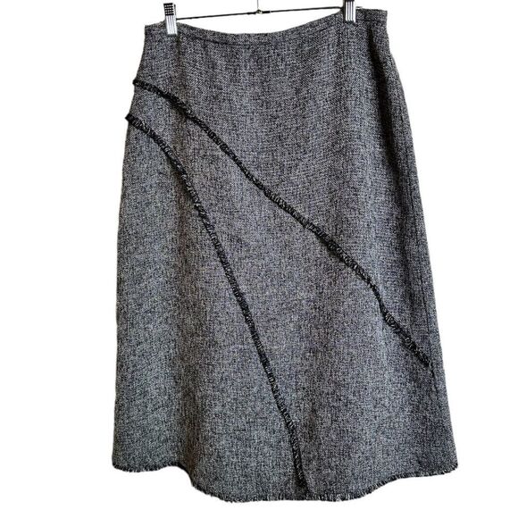 Vintage Spiegel tweed skirt with fringe detail grey size 12 - Picture 1 of 6